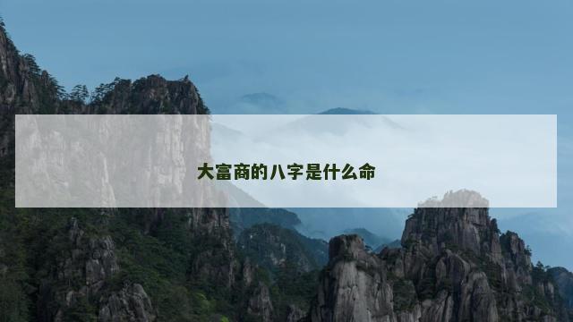 大富商的八字是什么命
