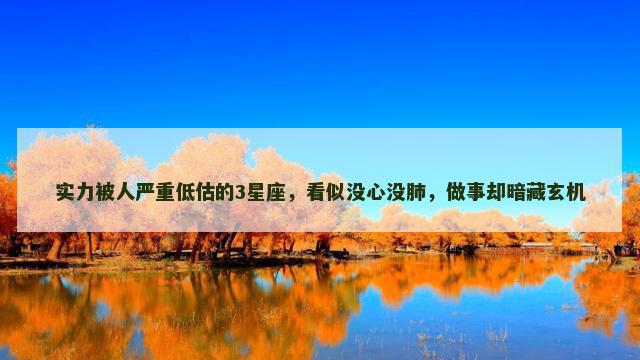 实力被人严重低估的3星座，看似没心没肺，做事却暗藏玄机