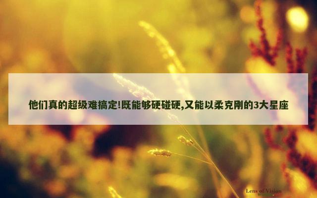 他们真的超级难搞定!既能够硬碰硬,又能以柔克刚的3大星座