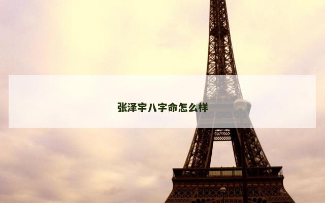张泽宇八字命怎么样