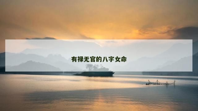 有禄无官的八字女命