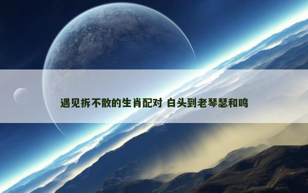 遇见拆不散的生肖配对 白头到老琴瑟和鸣