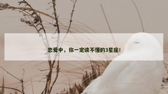 恋爱中，你一定读不懂的3星座！