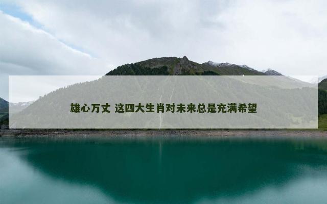 雄心万丈 这四大生肖对未来总是充满希望