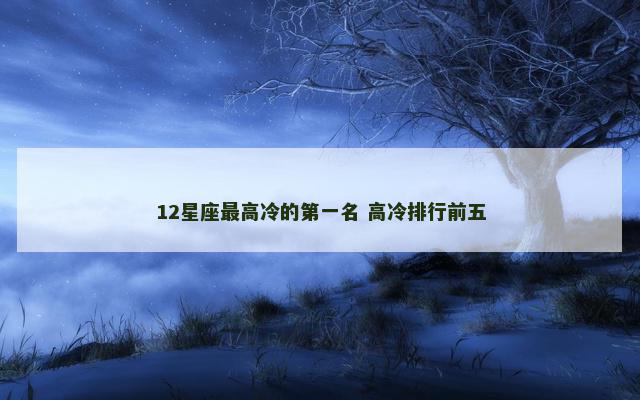 12星座最高冷的第一名 高冷排行前五