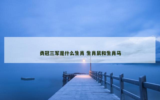 勇冠三军是什么生肖 生肖鼠和生肖马