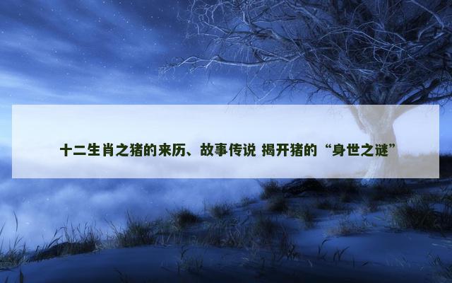 十二生肖之猪的来历、故事传说 揭开猪的“身世之谜”