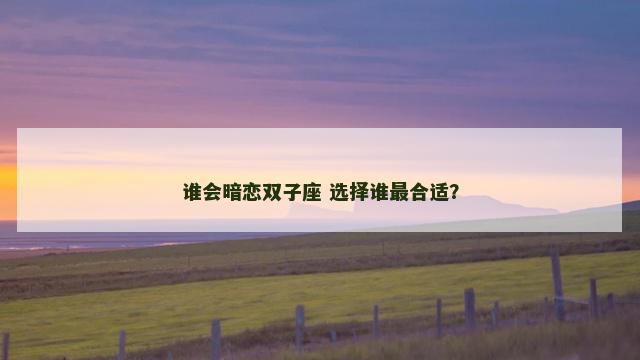 谁会暗恋双子座 选择谁最合适？