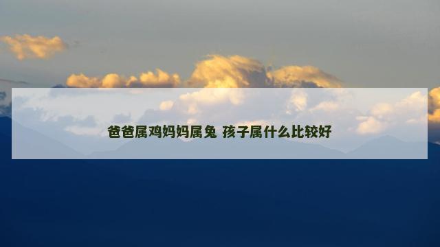 爸爸属鸡妈妈属兔 孩子属什么比较好