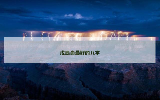 戊辰命最好的八字