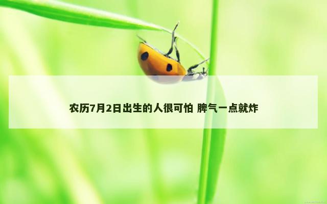 农历7月2日出生的人很可怕 脾气一点就炸