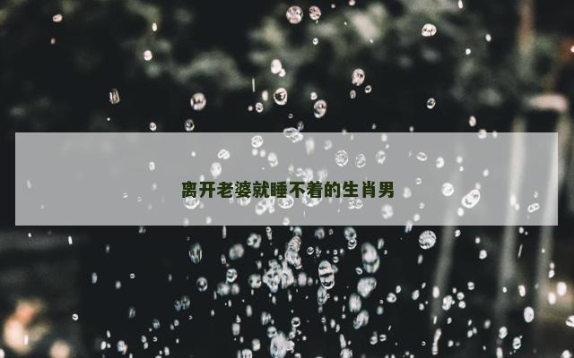 离开老婆就睡不着的生肖男