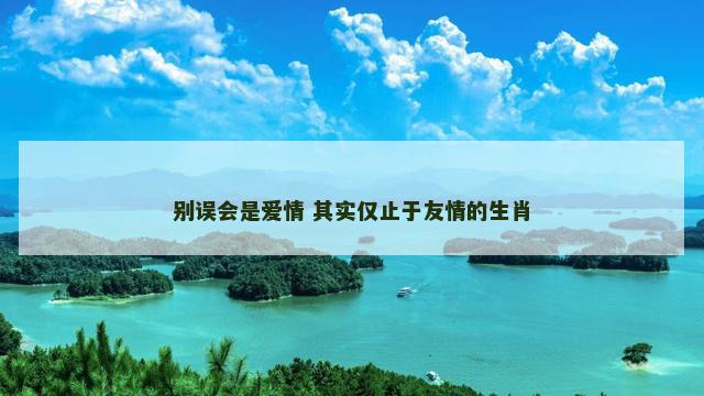 别误会是爱情 其实仅止于友情的生肖