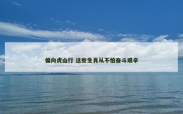 偏向虎山行 这些生肖从不怕奋斗艰辛