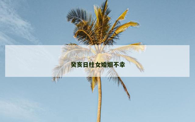癸亥日柱女婚姻不幸