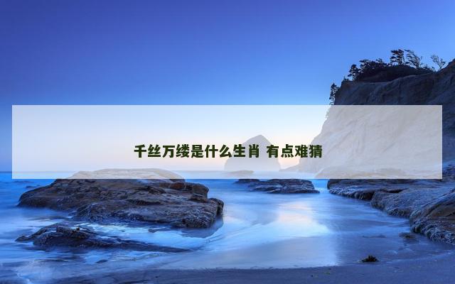 千丝万缕是什么生肖 有点难猜