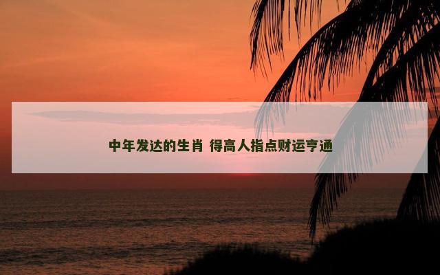 中年发达的生肖 得高人指点财运亨通
