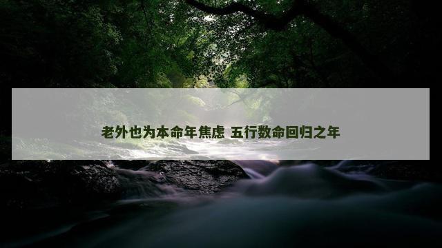 老外也为本命年焦虑 五行数命回归之年