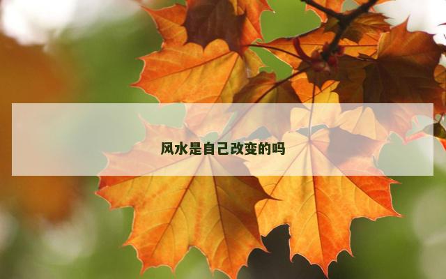 风水是自己改变的吗