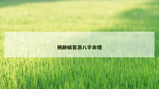 杨静娟盲派八字命理