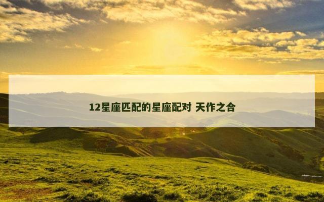 12星座匹配的星座配对 天作之合