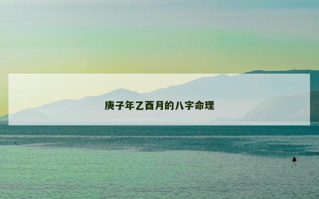 庚子年乙酉月的八字命理