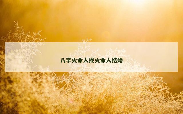 八字火命人找火命人结婚