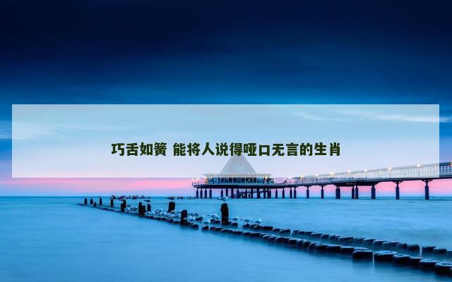 巧舌如簧 能将人说得哑口无言的生肖