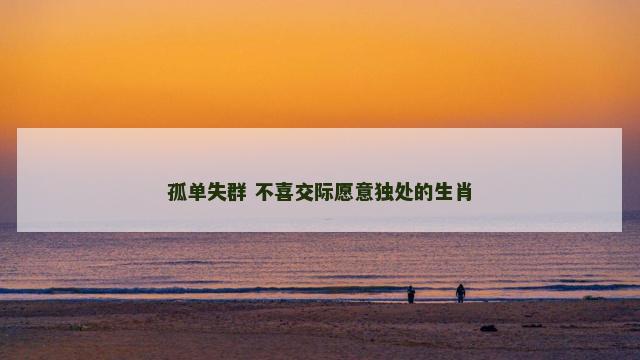 孤单失群 不喜交际愿意独处的生肖