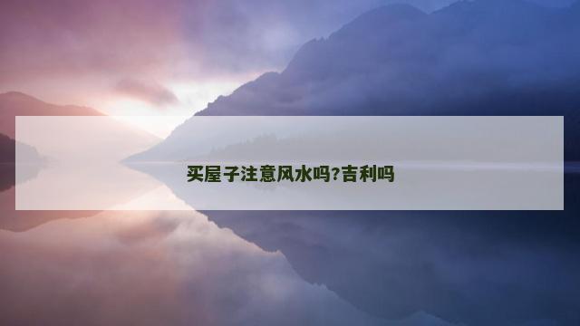 买屋子注意风水吗?吉利吗