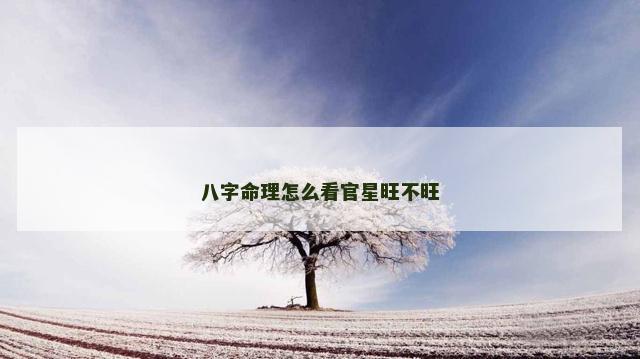 八字命理怎么看官星旺不旺