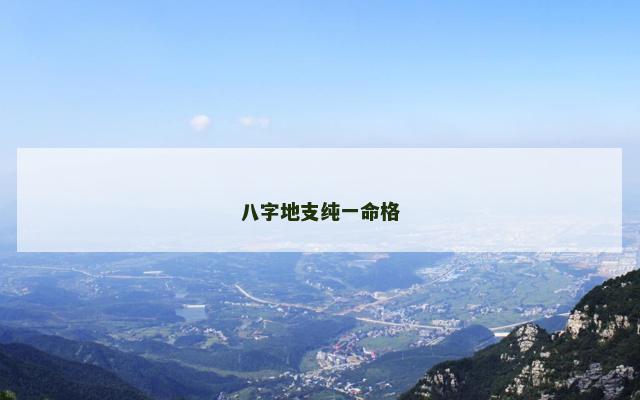 八字地支纯一命格