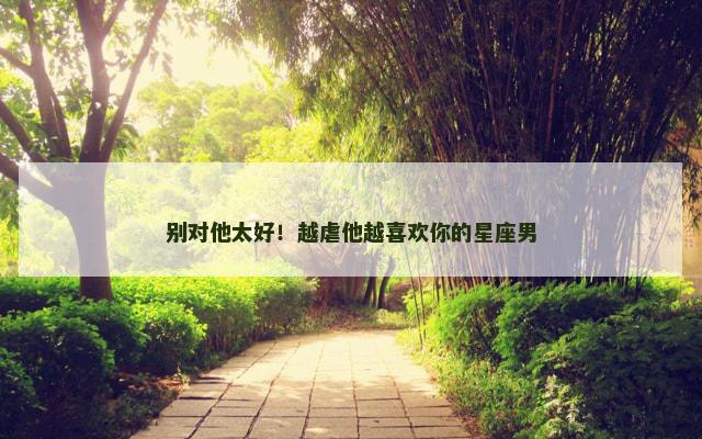 别对他太好！越虐他越喜欢你的星座男
