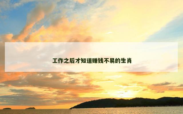 工作之后才知道赚钱不易的生肖