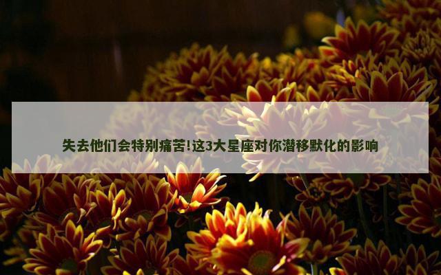 失去他们会特别痛苦!这3大星座对你潜移默化的影响