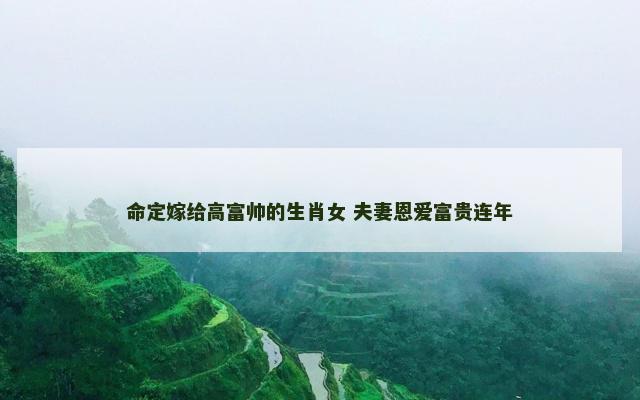 命定嫁给高富帅的生肖女 夫妻恩爱富贵连年
