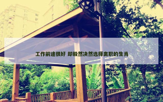 工作前途很好 却毅然决然选择离职的生肖