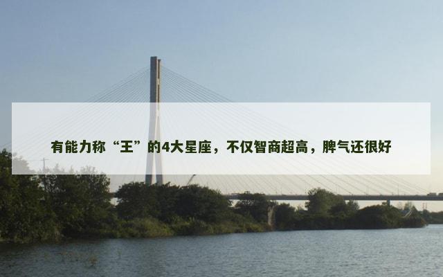 有能力称“王”的4大星座，不仅智商超高，脾气还很好