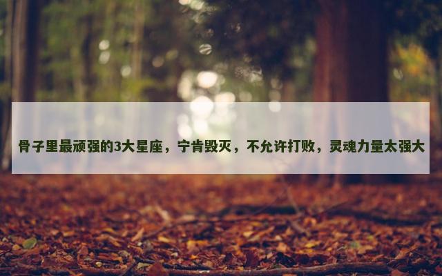 骨子里最顽强的3大星座，宁肯毁灭，不允许打败，灵魂力量太强大