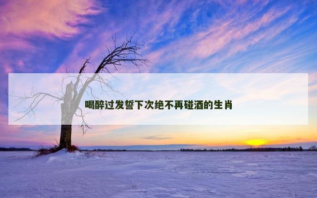 喝醉过发誓下次绝不再碰酒的生肖