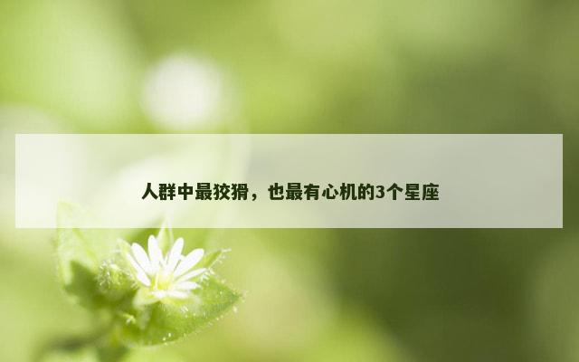 人群中最狡猾，也最有心机的3个星座