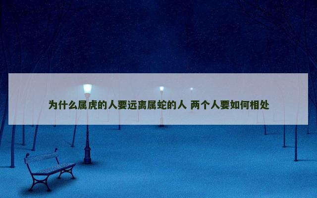 为什么属虎的人要远离属蛇的人 两个人要如何相处