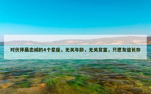 对伙伴最忠诚的4个星座，无关年龄，无关贫富，只愿友谊长存