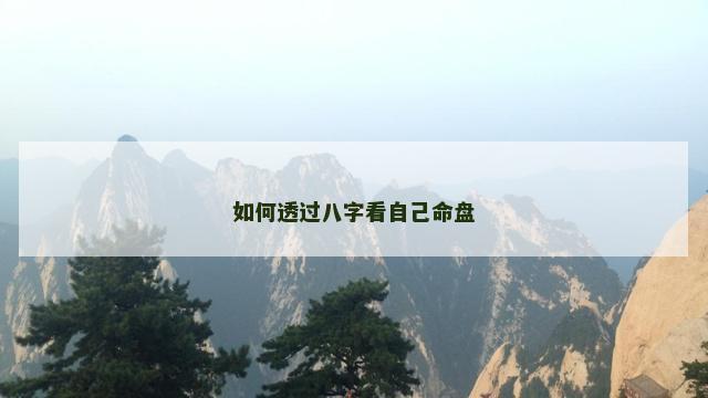 如何透过八字看自己命盘