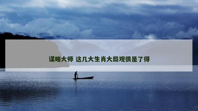 谋略大师 这几大生肖大局观很是了得