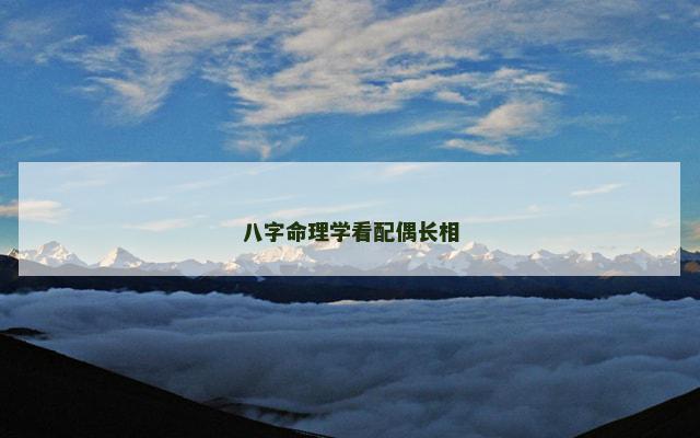 八字命理学看配偶长相