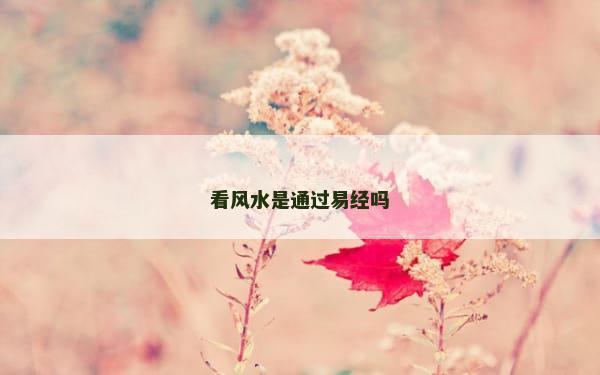 看风水是通过易经吗