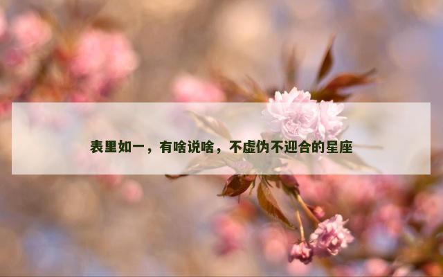 表里如一，有啥说啥，不虚伪不迎合的星座