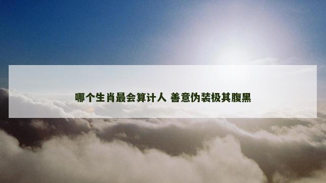 哪个生肖最会算计人 善意伪装极其腹黑
