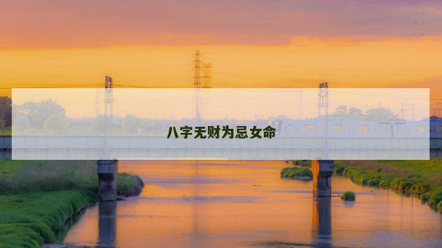 八字无财为忌女命